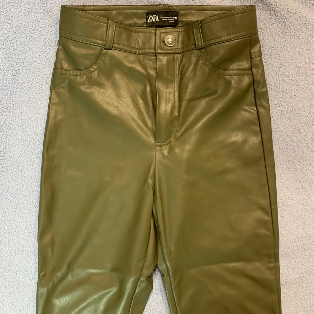 Olive Green Leather Pants
